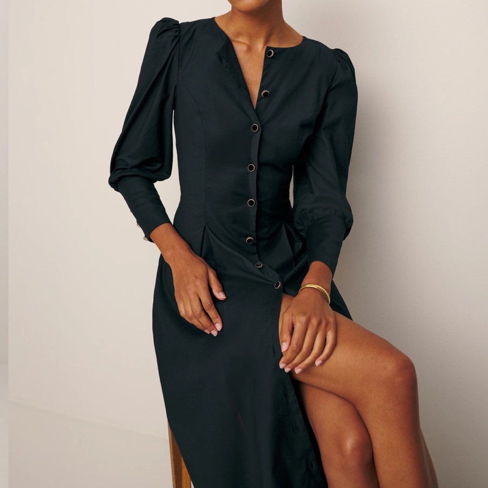 Reformation Black Talia Dress Midi / Long